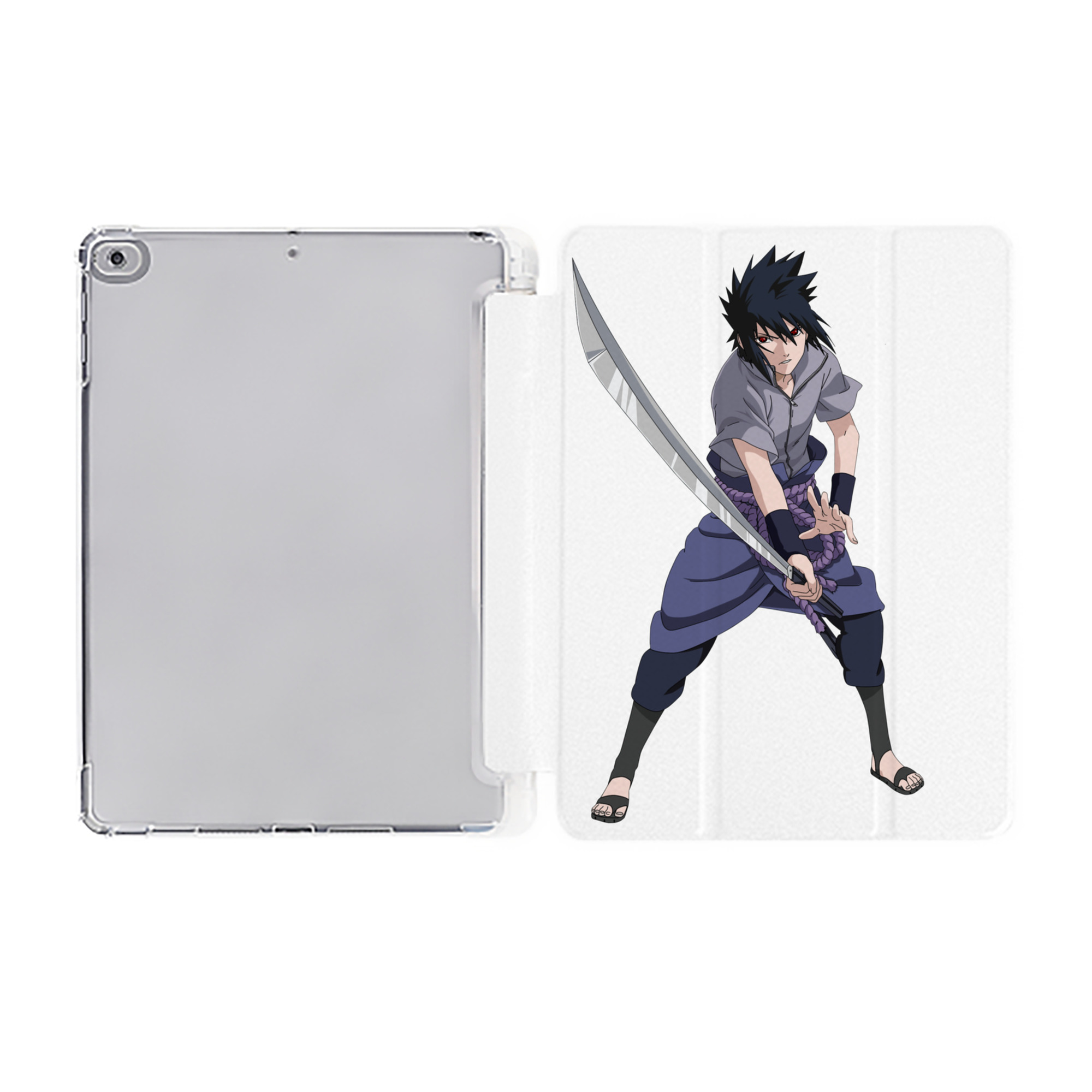 （画像用） NARUTO -ナルト- うちは サスケ Uchiha Sasuke IPad ケース ペン収納付き 三つ折りスタンド PUレザー×シリコン 対応機種9.5/10.5/10.9インチ